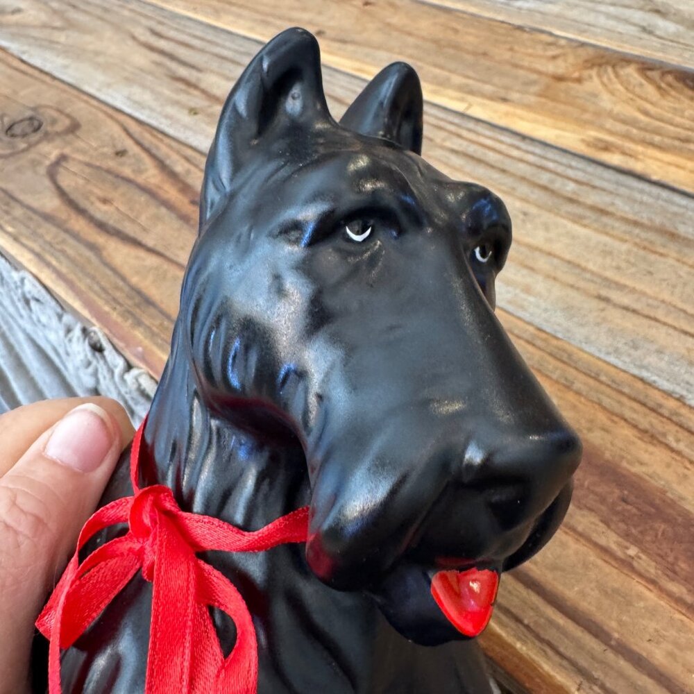 Vintage black Scotty dog planter ceramic figural plant pot